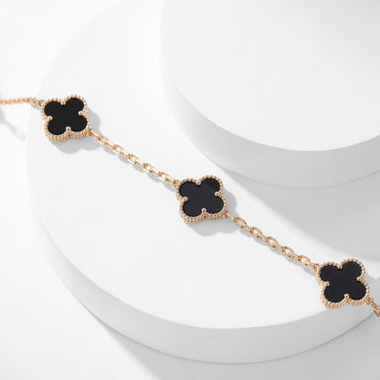 [Charm Aries Jewelry]CLOVERS THE 10-MOTIFS ONYX NECKLACE