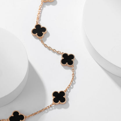 [Charm Aries Jewelry]CLOVERS THE 10-MOTIFS ONYX NECKLACE