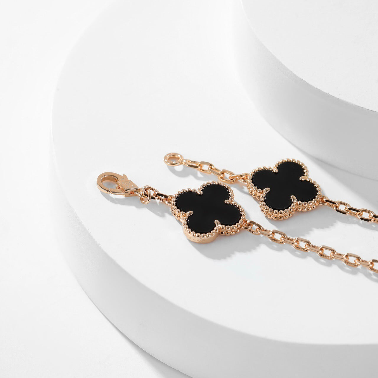 [Charm Aries Jewelry]CLOVERS THE 10-MOTIFS ONYX NECKLACE