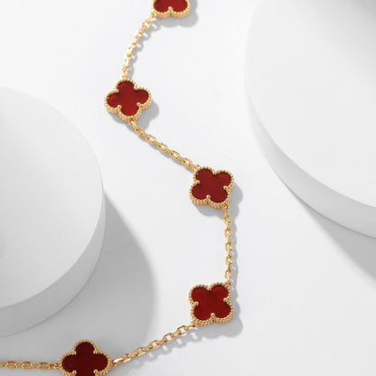 [Charm Aries Jewelry]CLOVERS THE  10-MOTIFS CARNELIAN NECKLACE