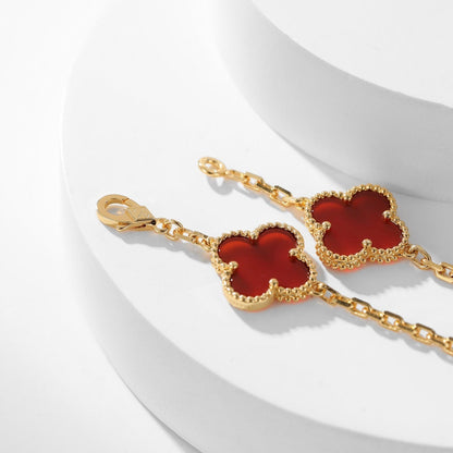 [Charm Aries Jewelry]CLOVERS THE  10-MOTIFS CARNELIAN NECKLACE