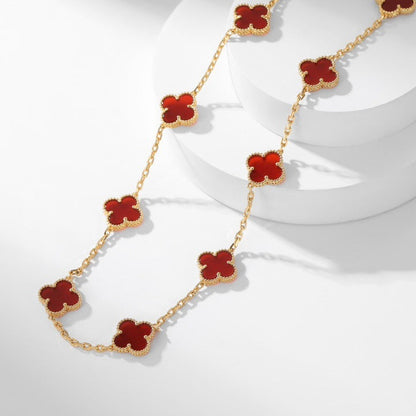 [Charm Aries Jewelry]CLOVERS THE  10-MOTIFS CARNELIAN NECKLACE