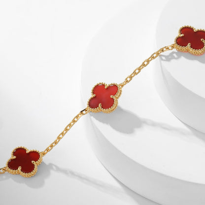 [Charm Aries Jewelry]CLOVERS THE  10-MOTIFS CARNELIAN NECKLACE