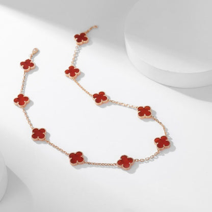 [Charm Aries Jewelry]CLOVERS THE  10-MOTIFS CARNELIAN NECKLACE