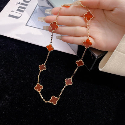 [Charm Aries Jewelry]CLOVERS THE  10-MOTIFS CARNELIAN NECKLACE