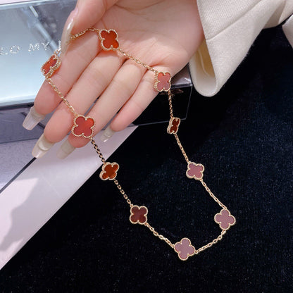 [Charm Aries Jewelry]CLOVERS THE  10-MOTIFS CARNELIAN NECKLACE