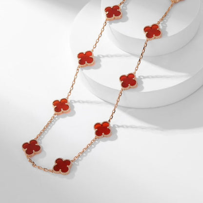 [Charm Aries Jewelry]CLOVERS THE  10-MOTIFS CARNELIAN NECKLACE