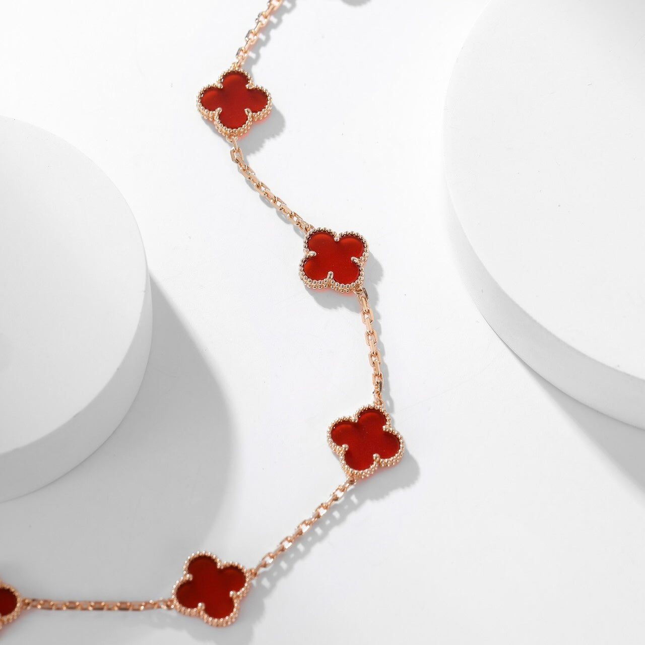 [Charm Aries Jewelry]CLOVERS THE  10-MOTIFS CARNELIAN NECKLACE