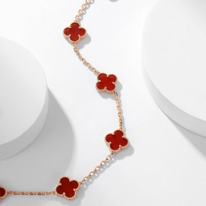 [Charm Aries Jewelry]CLOVERS THE  10-MOTIFS CARNELIAN NECKLACE