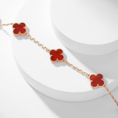 [Charm Aries Jewelry]CLOVERS THE  10-MOTIFS CARNELIAN NECKLACE