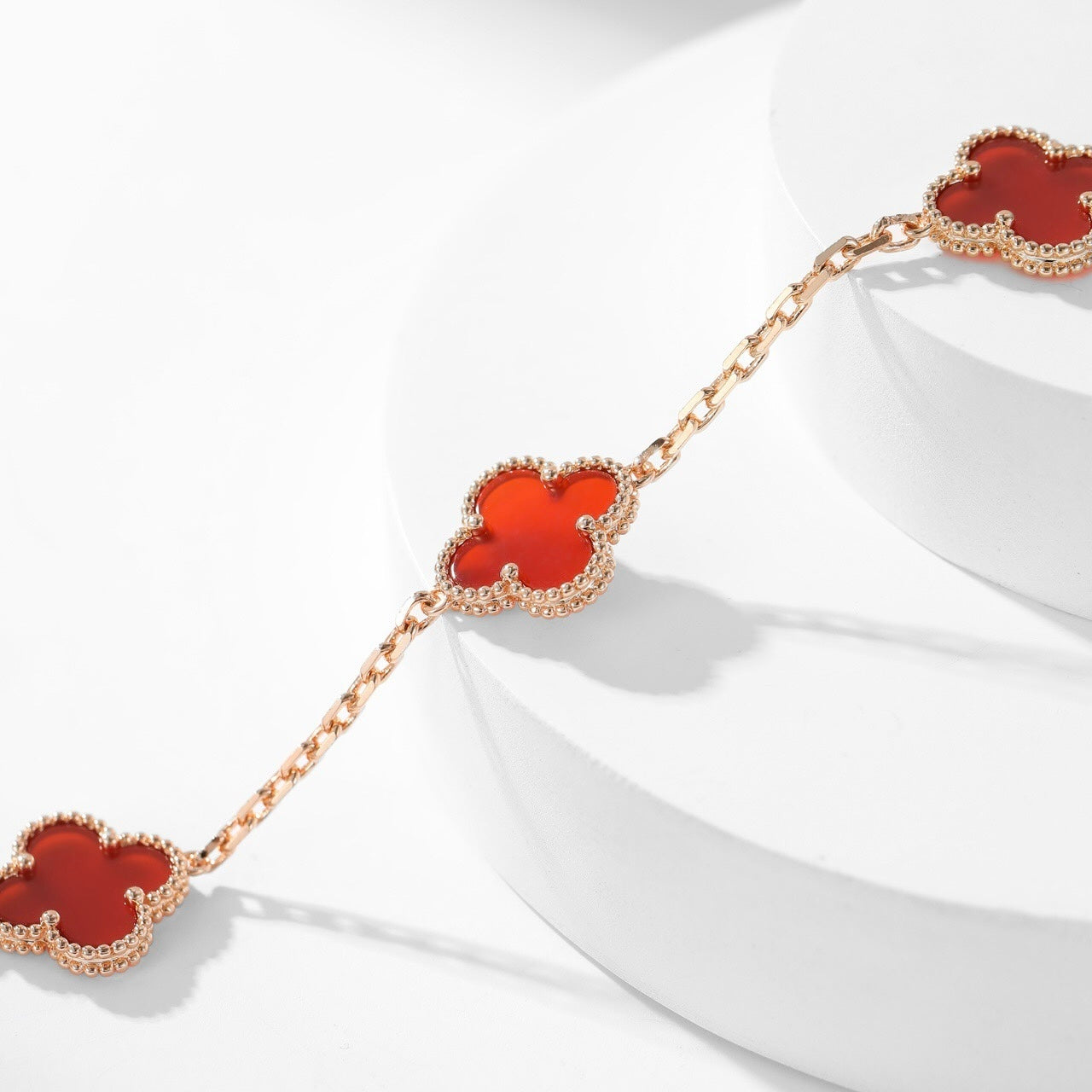 [Charm Aries Jewelry]CLOVERS THE  10-MOTIFS CARNELIAN NECKLACE