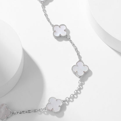 [Charm Aries Jewelry]CLOVERS THE 10-MOTIFS WHITE MOTHER OF PEARL NECKLACE