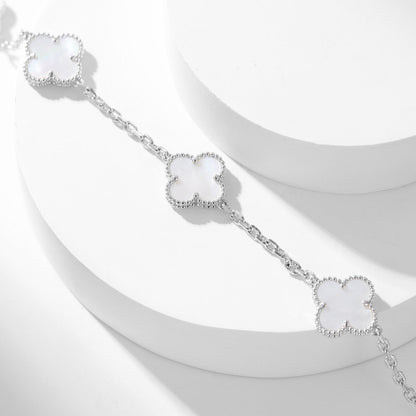 [Charm Aries Jewelry]CLOVERS THE 10-MOTIFS WHITE MOTHER OF PEARL NECKLACE