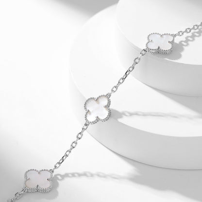 [Charm Aries Jewelry]CLOVERS THE 10-MOTIFS WHITE MOTHER OF PEARL NECKLACE