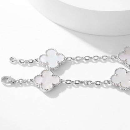 [Charm Aries Jewelry]CLOVERS THE 10-MOTIFS WHITE MOTHER OF PEARL NECKLACE