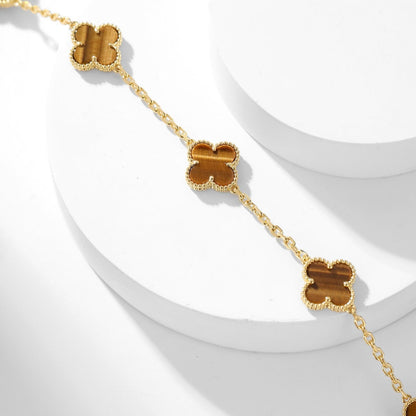 [Charm Aries Jewelry]CLOVERS THE 10-MOTIFS TIGER EYE NECKLACE