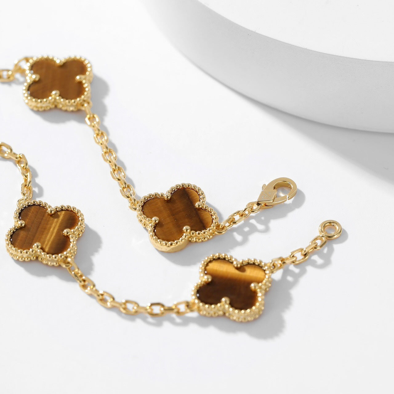 [Charm Aries Jewelry]CLOVERS THE 10-MOTIFS TIGER EYE NECKLACE