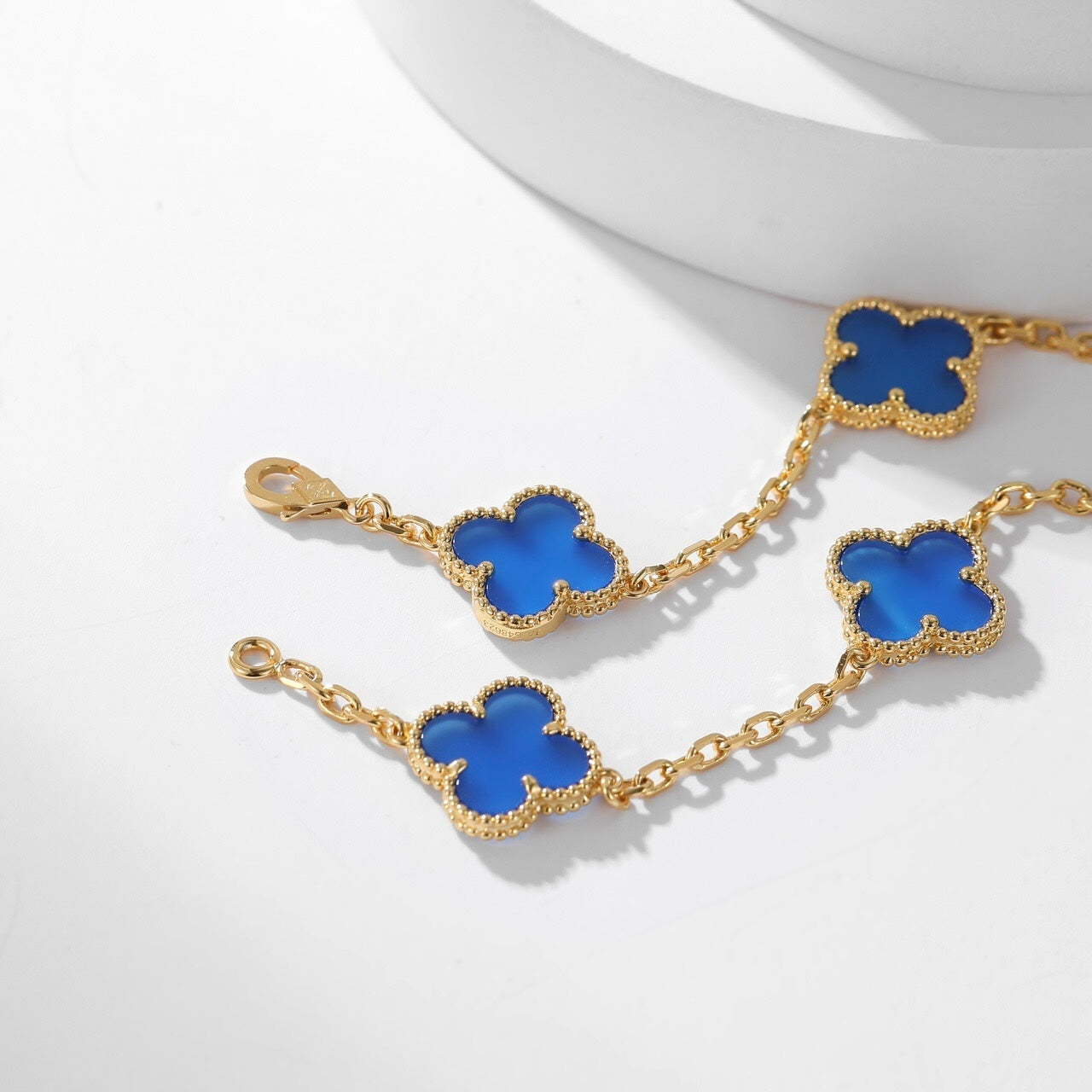[Charm Aries Jewelry]CLOVERS THE 10-MOTIFS BLUE AGATE NECKLACE