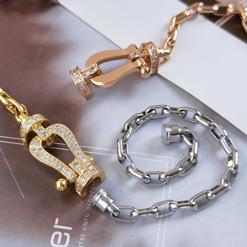 [Charm Aries Jewelry]FORCE LARGE HORSESHOE CLASP  METAL BRACELET