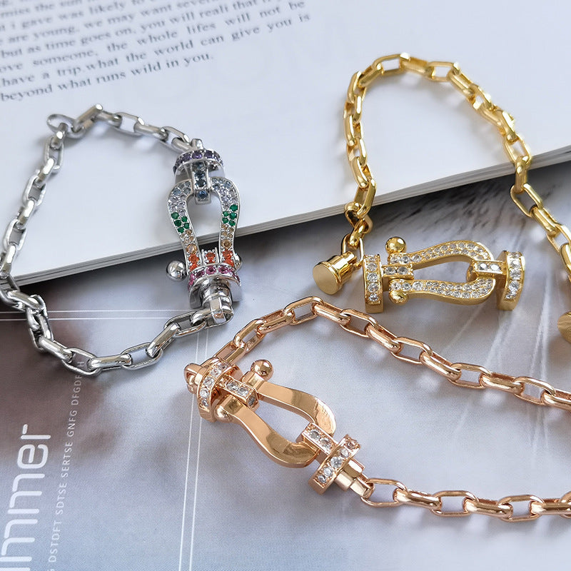 [Charm Aries Jewelry]FORCE LARGE HORSESHOE CLASP  METAL BRACELET