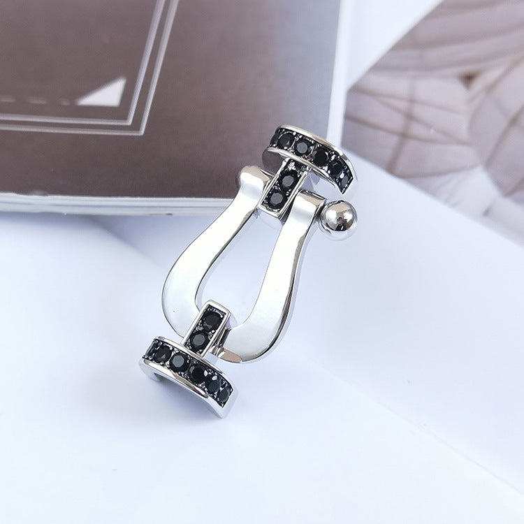 [Charm Aries Jewelry]FORCE LARGE HORSESHOE BLACK DIAMOND BRACELET SILVER