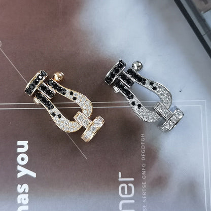 [Charm Aries Jewelry]FORCE LARGE HORSESHOE BLACK WHITE DIAMOND BRACELET ROSE GOLD