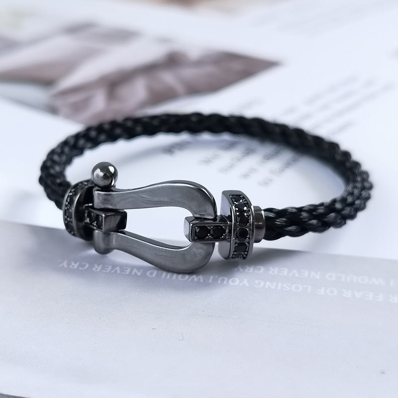 [Charm Aries Jewelry]FORCE LARGE SERIES HORSESHOE BLACK SAMURAI BRACELET