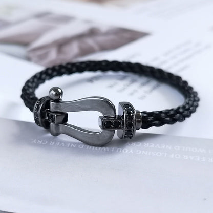 [Charm Aries Jewelry]FORCE LARGE SERIES HORSESHOE BLACK SAMURAI BRACELET