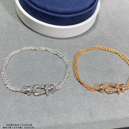 [Charm Aries Jewelry]FORCE SMALL HORSESHOE  DIAMOND CHAIN ROPE BRACELET
