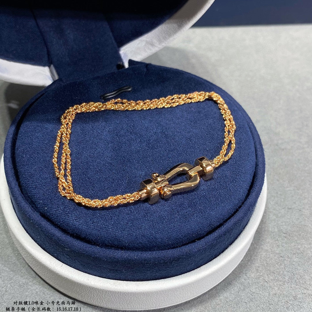 [Charm Aries Jewelry]FORCE SMALL HORSESHOE  DIAMOND CHAIN ROPE BRACELET