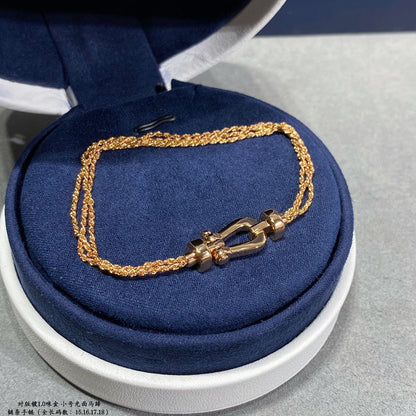 [Charm Aries Jewelry]FORCE SMALL HORSESHOE  DIAMOND CHAIN ROPE BRACELET
