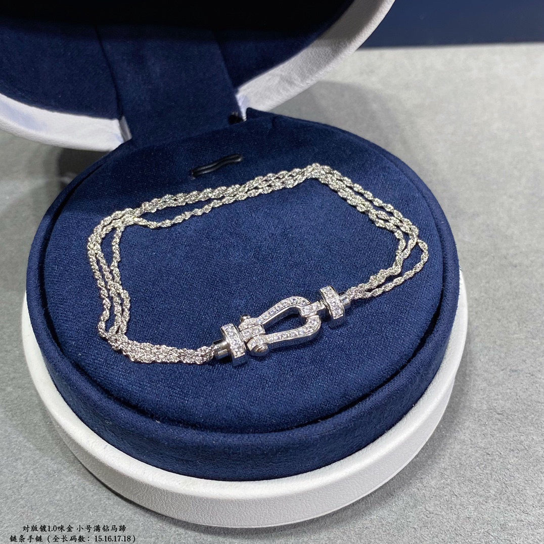 [Charm Aries Jewelry]FORCE SMALL HORSESHOE  DIAMOND CHAIN ROPE BRACELET