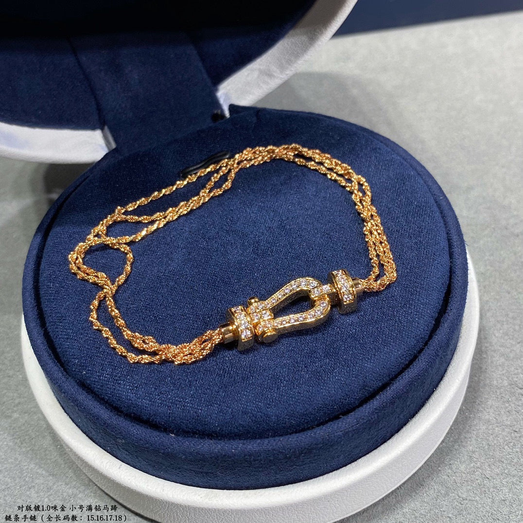[Charm Aries Jewelry]FORCE SMALL HORSESHOE  DIAMOND CHAIN ROPE BRACELET
