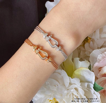 [Charm Aries Jewelry]FORCE SMALL HORSESHOE  DIAMOND CHAIN ROPE BRACELET