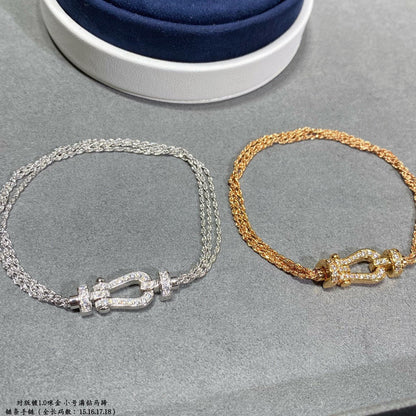[Charm Aries Jewelry]FORCE SMALL HORSESHOE  DIAMOND CHAIN ROPE BRACELET