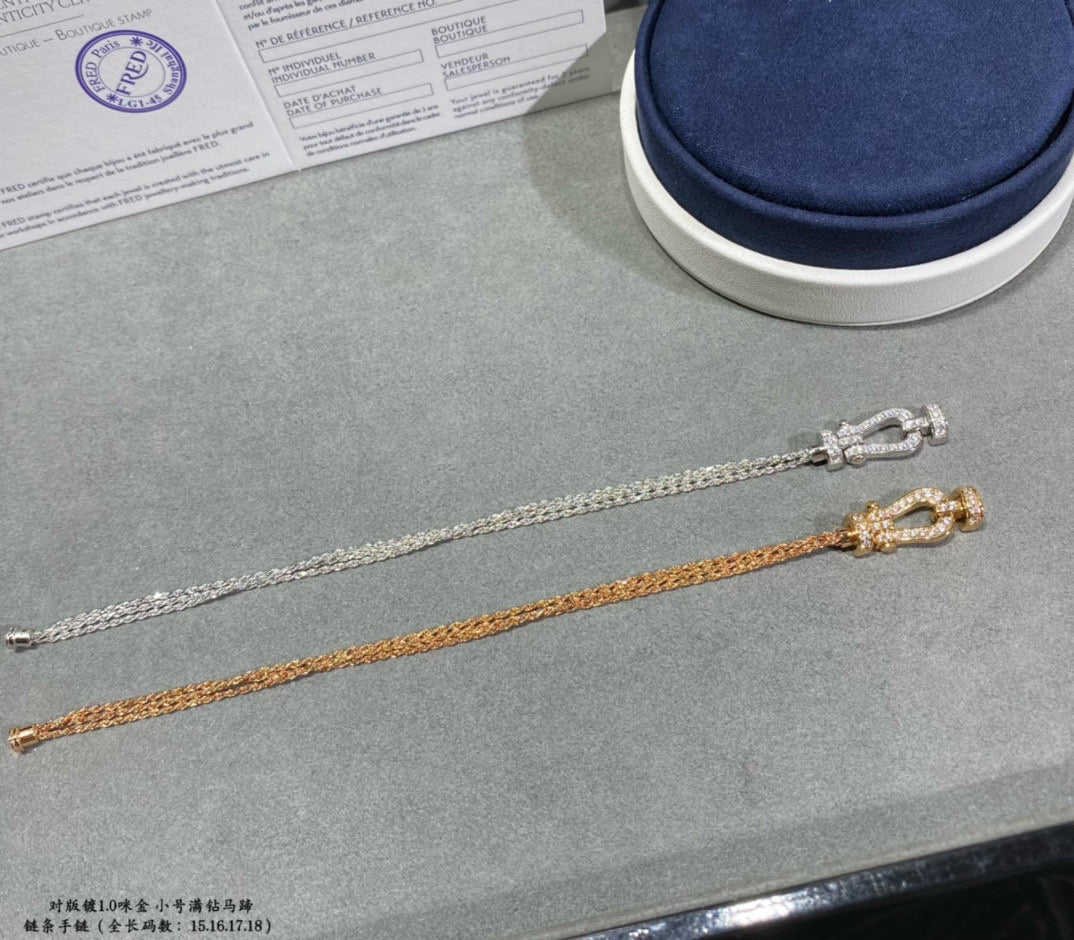 [Charm Aries Jewelry]FORCE SMALL HORSESHOE  DIAMOND CHAIN ROPE BRACELET
