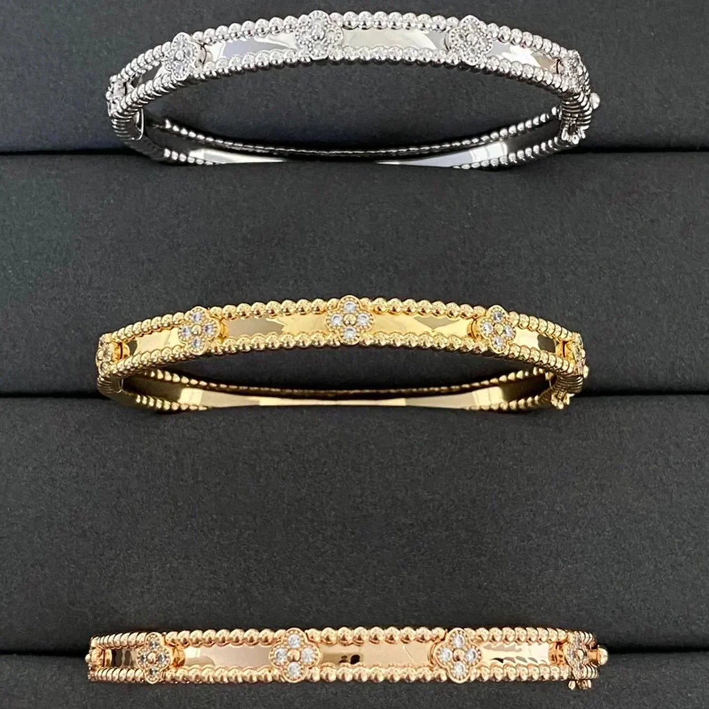 [Charm Aries Jewelry]CLOVER BRACELET 4MM DIAMONDS