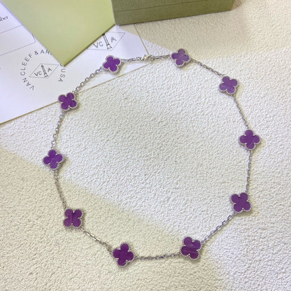 [Charm Aries Jewelry]CLOVER 10 MOTIFS  PURPLE VIOLET  NECKLACE