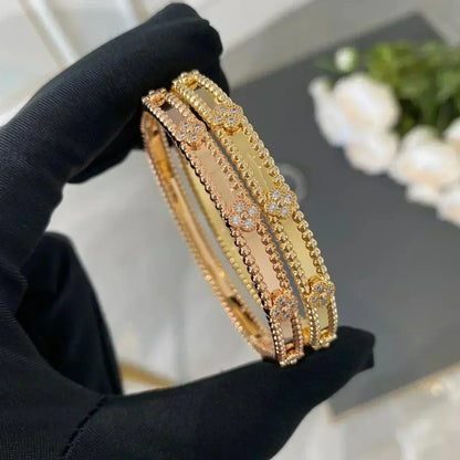 [Charm Aries Jewelry]CLOVER BRACELET 4MM DIAMONDS