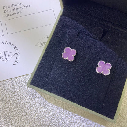[Charm Aries Jewelry]CLOVER MINI 9.5MM  PURPLE VIOLET EARRINGS