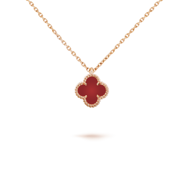 [Charm Aries Jewelry]CLOVER MINI 9.5MM WHITE CARNELIANS NECKLACE