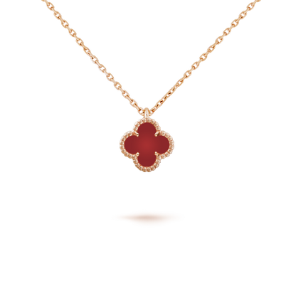 [Charm Aries Jewelry]CLOVER MINI 9.5MM WHITE CARNELIANS NECKLACE