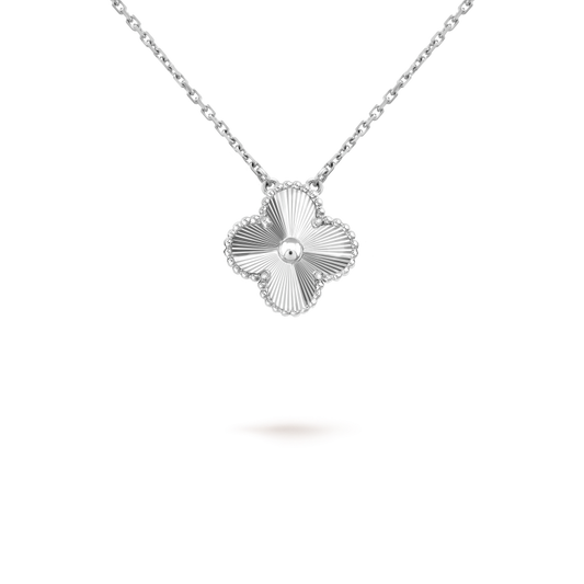 [Charm Aries Jewelry]CLOVER 15MM LASER NECKLACE SILVER