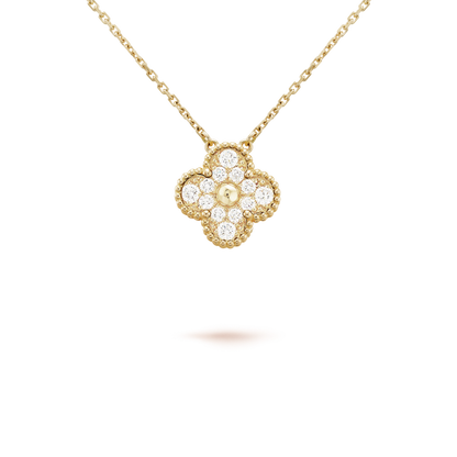 [Charm Aries Jewelry]CLOVER 15MM DIAMOND SINGLE FLOWER NECKLACE