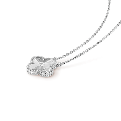 [Charm Aries Jewelry]CLOVER 15MM LASER NECKLACE SILVER