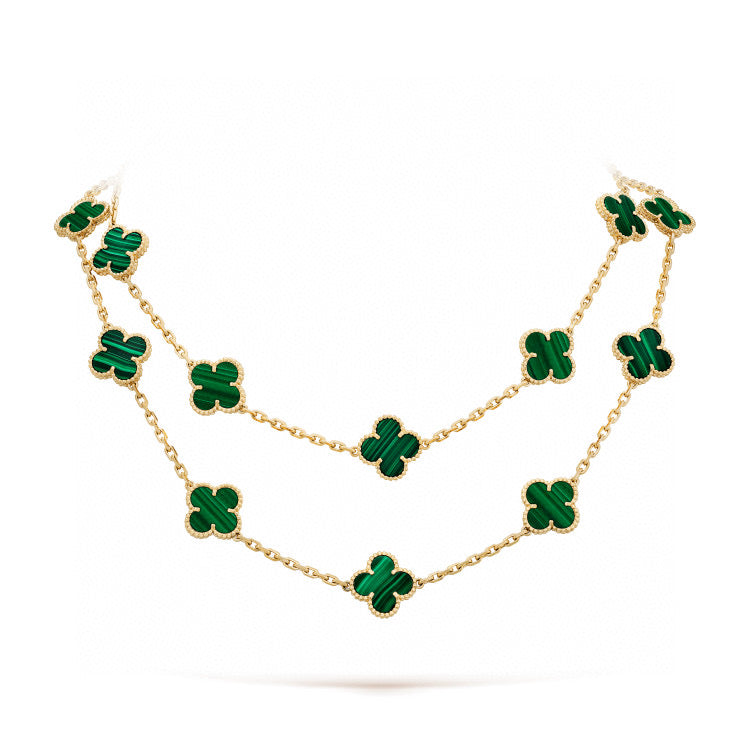 [Charm Aries Jewelry]CLOVER 20 MOTIFS MALACHITE GOLD