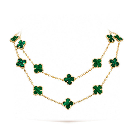 [Charm Aries Jewelry]CLOVER 20 MOTIFS MALACHITE GOLD