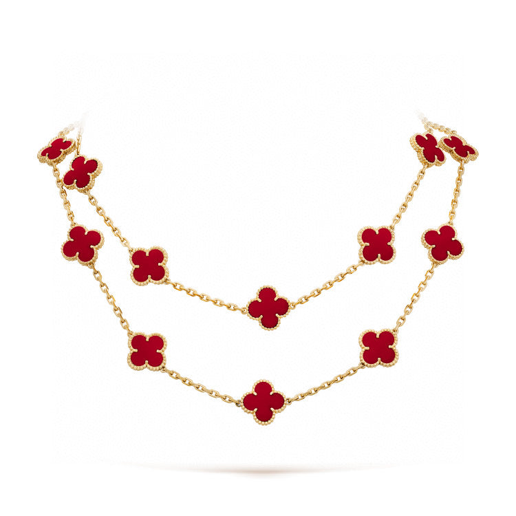 [Charm Aries Jewelry]CLOVER 20 MOTIFS CARNELIAN NECKLACE