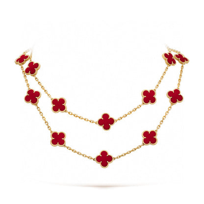[Charm Aries Jewelry]CLOVER 20 MOTIFS CARNELIAN NECKLACE