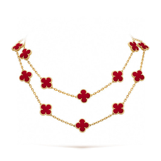 [Charm Aries Jewelry]CLOVER 20 MOTIFS CARNELIAN NECKLACE